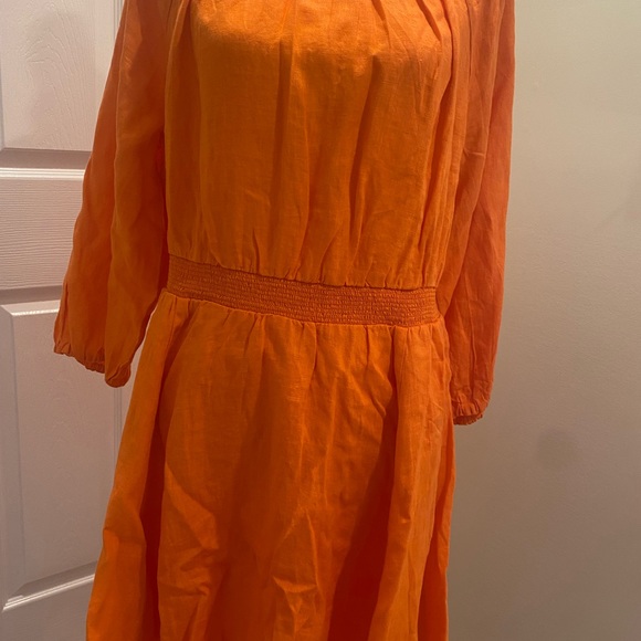 New J.Crew Palermo smocked-waist mini dress in linen, color: fire lily, size: XL - Picture 8 of 10